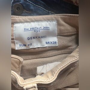 The Perfect Jean Company /   Slim Fit Denim in Khaki 34x28 EUC | MSRP= $80 👖